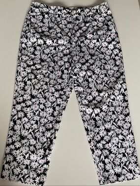 Appleseed's Black Floral Cropped Pants 14P